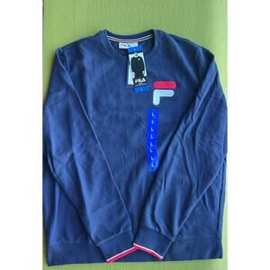 FILA Men's Terry Crew Neck Sweatshirt, Blue, Size L